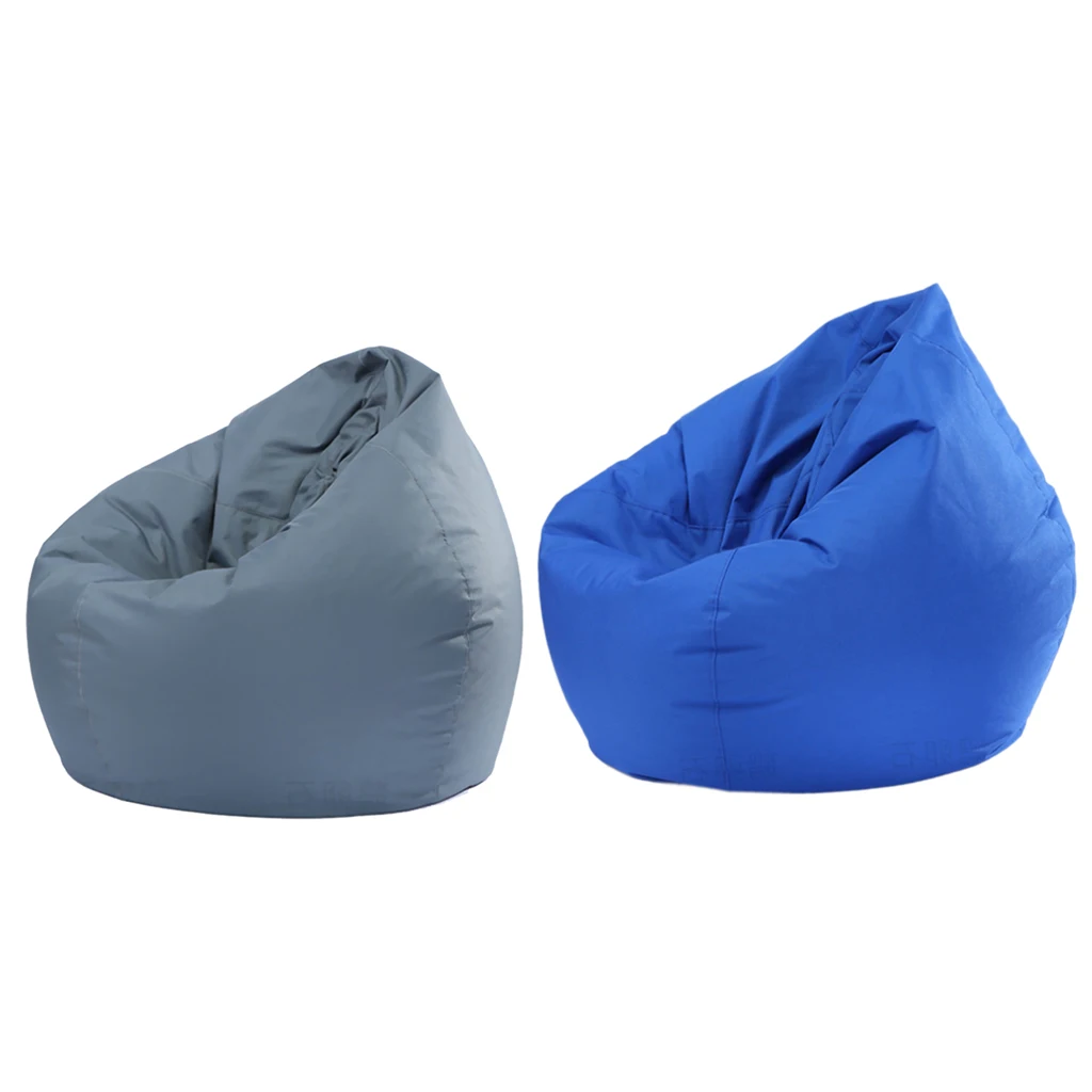 2Pcs Large Stuffed Animal Storage Bean Bag Chair Cover for Child or Adult | Quality Oxford Cloth | Blue & Grey