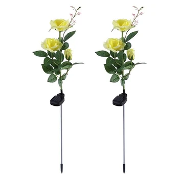 

2 Pcs Solar Lawn Light, Rose Flower Solar Garden Light, Decorative Flower Light in Outdoor Garden Patio Backyard