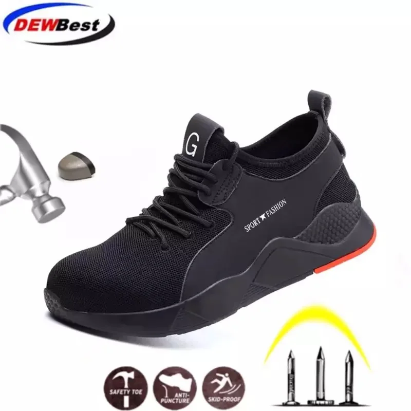 

dewbewt brand plus size 36-46 steel toecap men women work & safety boots fashion lightweight sneakers casual male shoes
