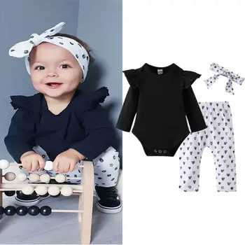 

Pudcoco Girl Suits 3PCS Newborn Infant Baby Girls Clothes Playsuit Romper Pants Outfit Set