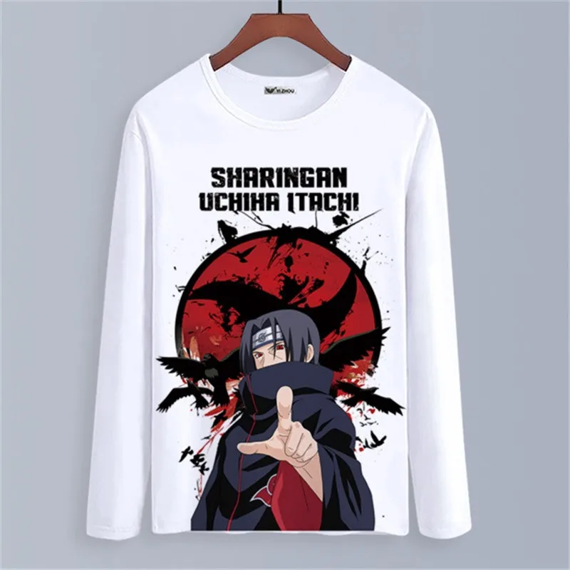 Аниме Наруто футболка с длинным рукавом Uchiha Итачи Одежда Унисекс Взрослые Дети