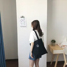 Новая маленькая сумка на одно плечо со смайликом, Парусный холст для колледжа, сумка для покупок