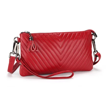 

Genuine Leather Women's Geometric Pattern Mobile Phone Bag Trendy Fashion All-match Shoulder Bag Carry With You Hand Bag