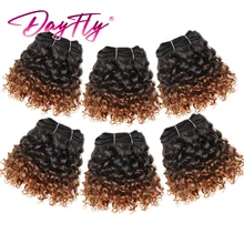 

Short Ombre Human Hair Bundles Kinky Curly Hair 6pcs/lot 100% Natural Hai Extensions Brazilian Hair Bundles Colored T1b 30 27