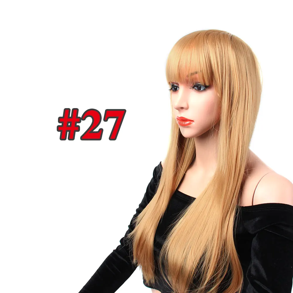 WIG-9001S-27 LM 2" афро длинные светлые черные Striaght парик многоцветный Imstyle Косплей благородная свобода синтетические парики с челкой для черных женщин - Цвет: WIG-9001S-27