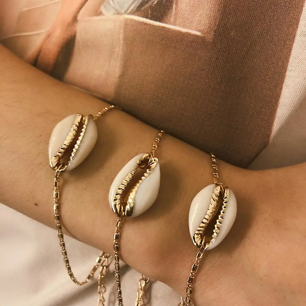 2018 модный стиль оптовая продажа золотой цвет оригинальный браслет cowrie shell