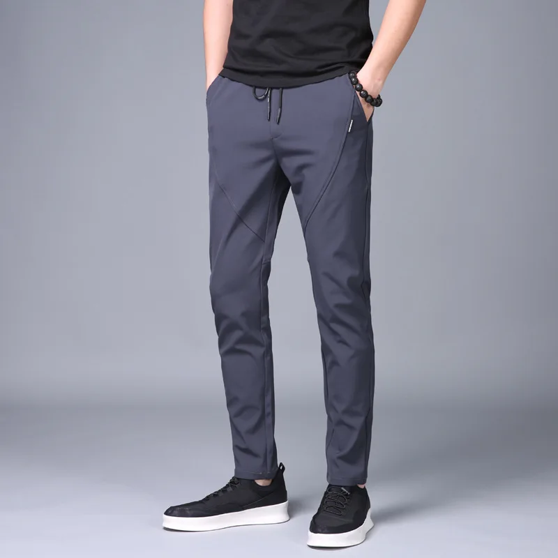 

Spring New Style Lace-up Elasticity Casual Skinny Trousers Men Versitile Fashion Slim Fit Casual Skinny Pants K818