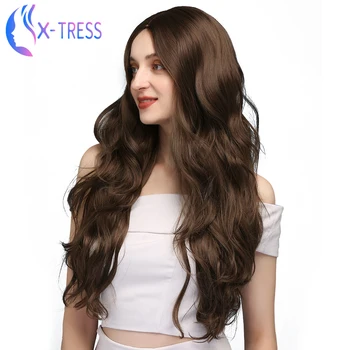 

Synthetic Body Wave Wigs For Women Long Dark Brown X-TRESS Wig 6 Color Available High Temperature Fiber Cosplay Wig
