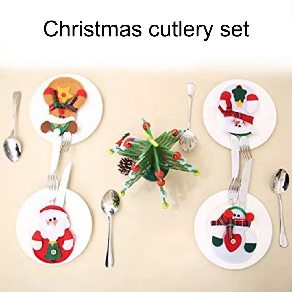 8PCS Christmas Decorations Christmas Table Decoration Christmas Cutlery Set Santa Cutlery Set Home Decoration
