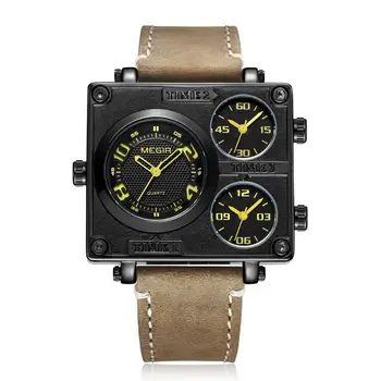

MEGIR Men Watch Waterproof Quartz Watches Men with Multiple Time Zone Fashion Creative Causal Sport Military Gold Top Watch Gift