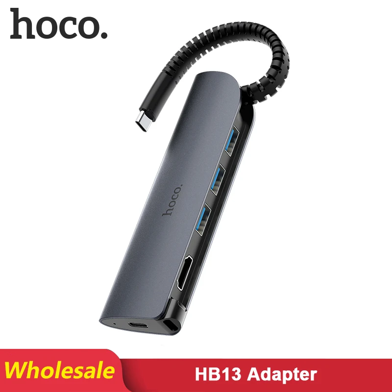 HOCO HB13 10 шт./лот оптовая продажа 60 Вт PD 3 0 Type C 5 в 1 USB OTG адаптер для Samsung Huawei Xiaomi