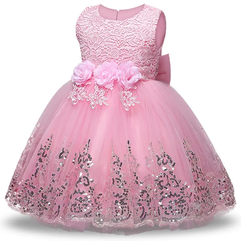 Свадебная одежда со шлейфом и цветами; платье для девочек; платья для первого причастия; детское бальное платье; одежда для детей; пушистый костюм для малышей - Цвет: pink