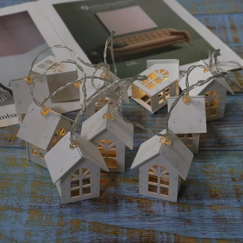 

New LED Garland Wood House String Light 2m 10LEDs Room Decor String Lamp Wedding Party Holiday Fairy Lights Novelty Lamp