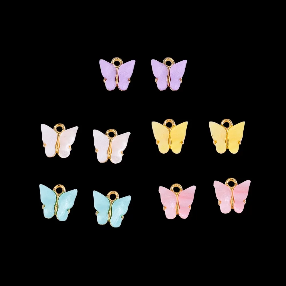 4-10Pcs Multicolor Acryl Schmetterling Anhänger Charm Set für Schmuck, Die DIY Ohrringe Halsketten Armbänder Handgemachte Accessoires – Detail 4