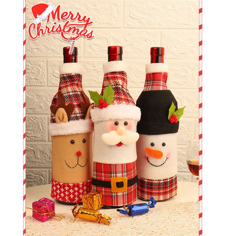 Креативный мультяшный снеговик, олень, винная бутылка, рождественские украшения, свитер, наборы бутылок, одежда для бутылок,@ D