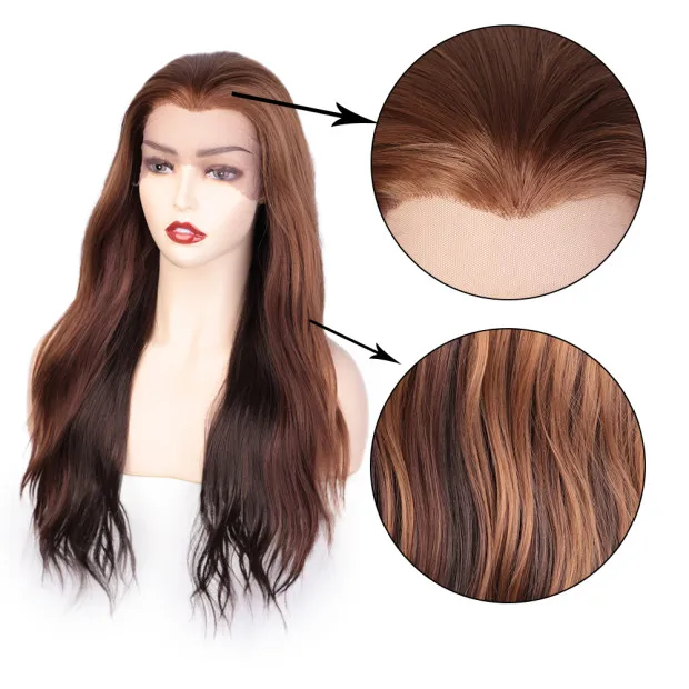 Aisi Queens, длинный парик на кружеве, синтетический, волнистый, свободные части, коричневый, черный, натуральные волосы для черных, белых женщин, парик для косплея