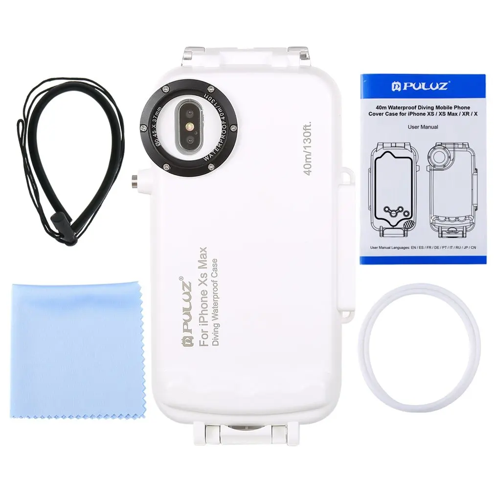 

PULUZ 40m/130ft Waterproof Dropproof Diving Housing Photo Video Taking Underwater Cover Case for iPhone XS Max