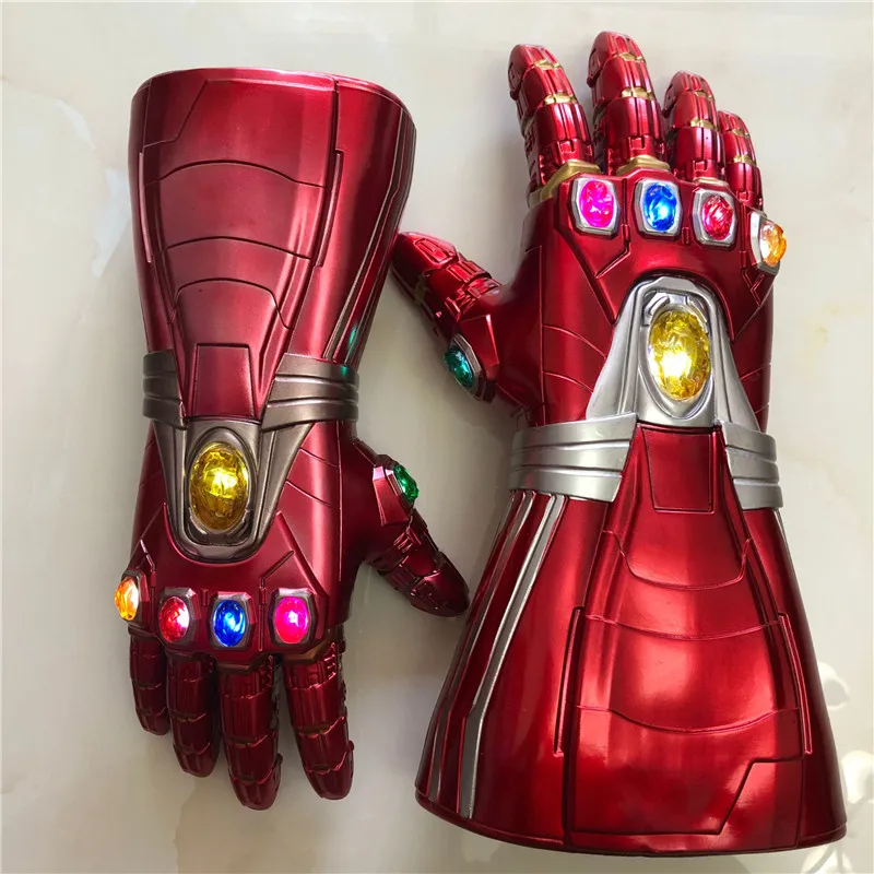 1:1 The Avengers Iron Man Tony Stark Gloves LED Light Hand Laser Cosplay Props 