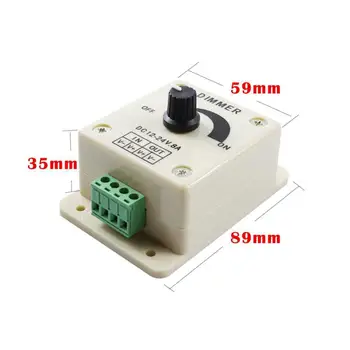 

8A LED Dimmer Switch DC 12V 24V 96W Adjustable Brightness Lamp Bulb Strip Driver Single Color Light Power Supply