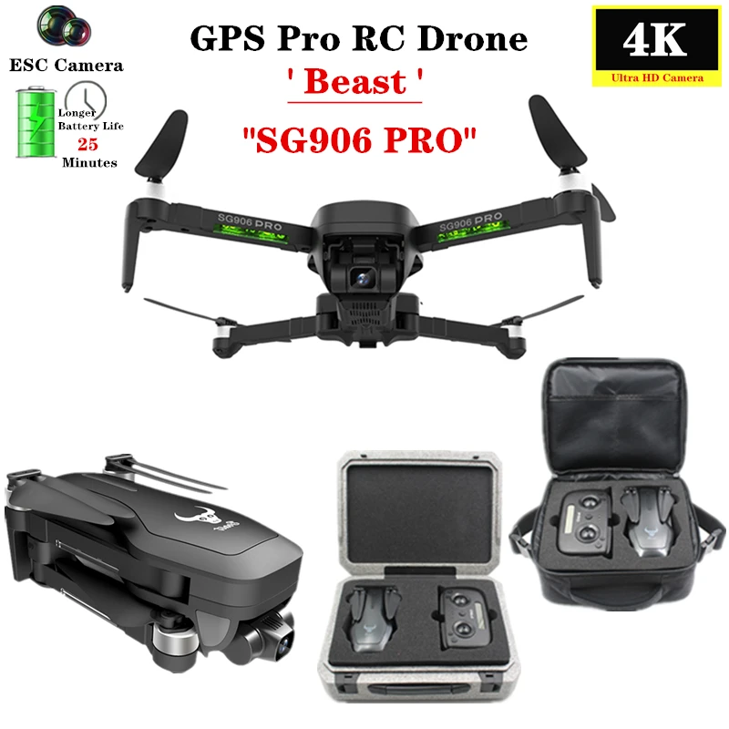 

GPS Drone SG906Pro with Two-axis anti-shake Self-stabilizing gimbal Wifi FPV 4K ESC HD Camera Brushless Quadcopter Fly 25mins