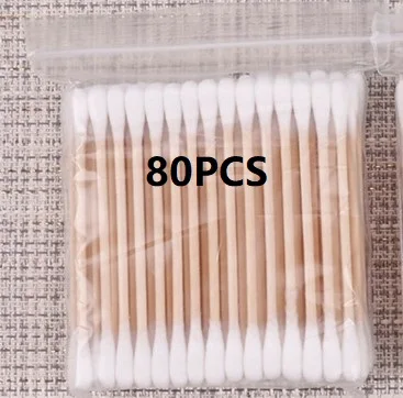 80Pcs 30-200 шт/упаковка, двойные ватные палочки для женщин, палочки для макияжа, наконечник для медицинских деревянных палочек, чистка ушей в носу, инструменты для ухода за здоровьем - Цвет: 80Pcs