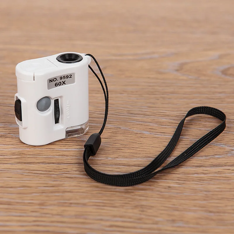 

60 times microscope portable multifunctional mini pocket magnifying glass with light and currency detector