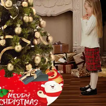 

90CM Christmas Tree Skirt Carpet New Year Decorations Xmas Tree Decor Skirt Festive Party Supplies Plaid Tree Skirt Ornaments