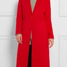 Красное однотонное женское длинное шерстяное пальто с одной пуговицей, теплая Женская куртка с широкой талией, элегантное кашемировое пальто и куртка