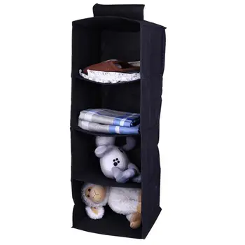 

4 Cells Hanging Wardrobe Closet Organizer Wardrobe Foldable Stand Holder Clothes Storage Shelves Shoes Garment Organizer Rack
