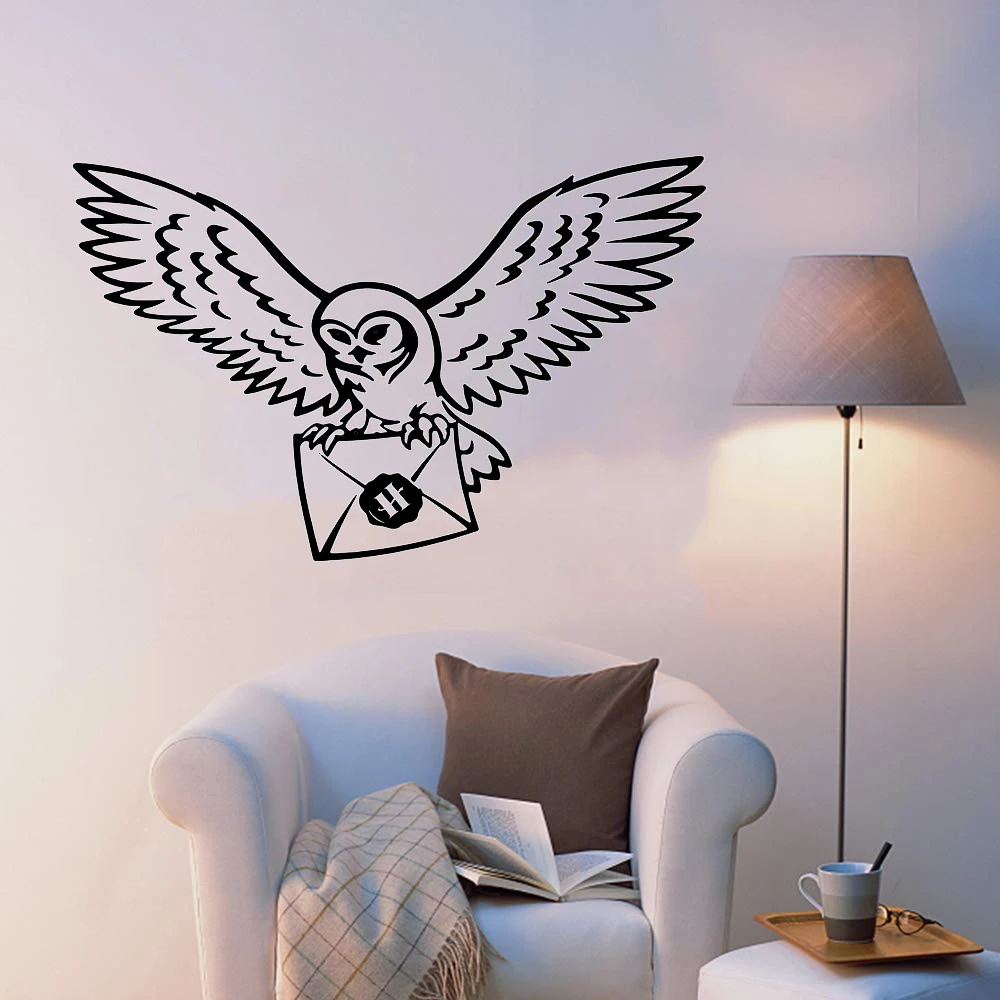 Owl Potter Bird Envelope Wall Sticker Potter Harr Anime Movie Inspiral Quote Wall Decal Bedroom Kids Room Vinyl Decor