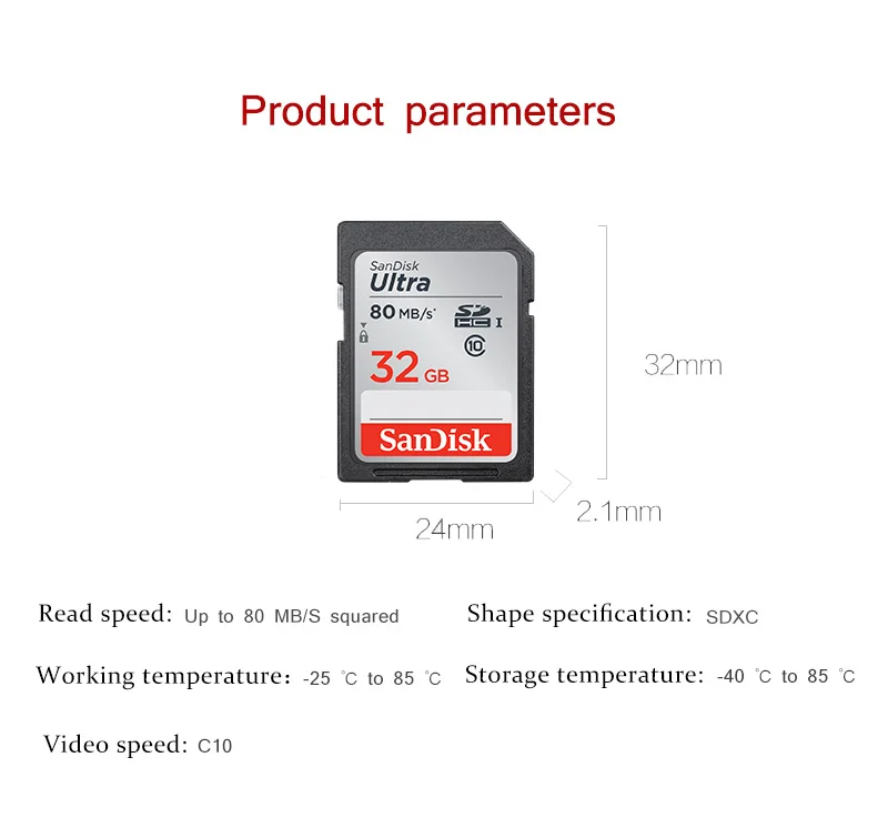 SanDisk Ultra sd-карта C10 Max 80 МБ/с./с флэш-карта 16 ГБ 32 ГБ 64 ГБ 128 ГБ SDXC SDHC Class 10 карта памяти для камеры