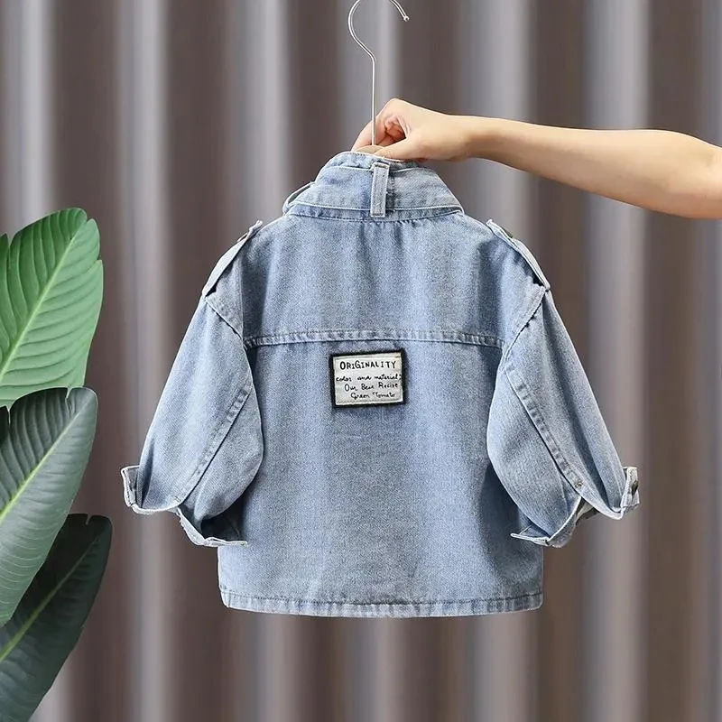 Boys Denim Jacket Children\'s Baby Casual Denim Jacket Girls Coat Spring and Autumn Clothes Big Kids  Windbreaker Jacket Jeans