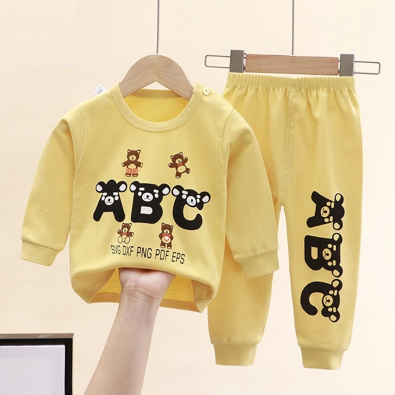 New Autumn Wear Children's Clothing Sets Toddler Baby Girls Boys Cartoon Print Long Sleeve T-shirt + Pants Outfits Set Baby Clothing Set comfotable