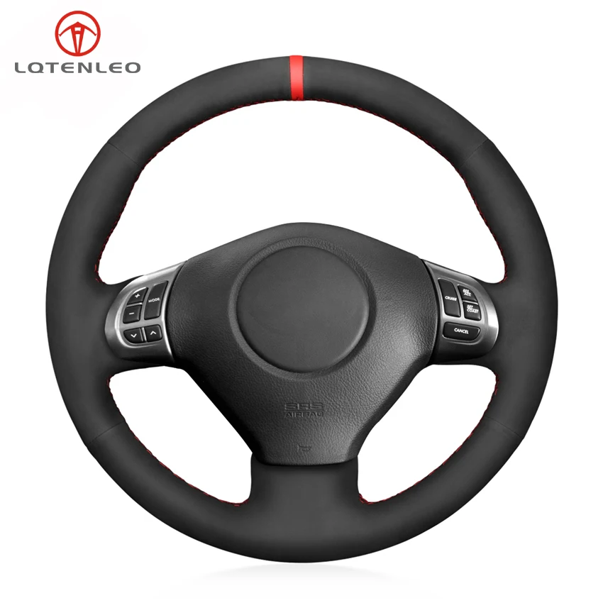 Lqtenleo Black Suede Car Steering Wheel Cover For Subaru Forester 2008