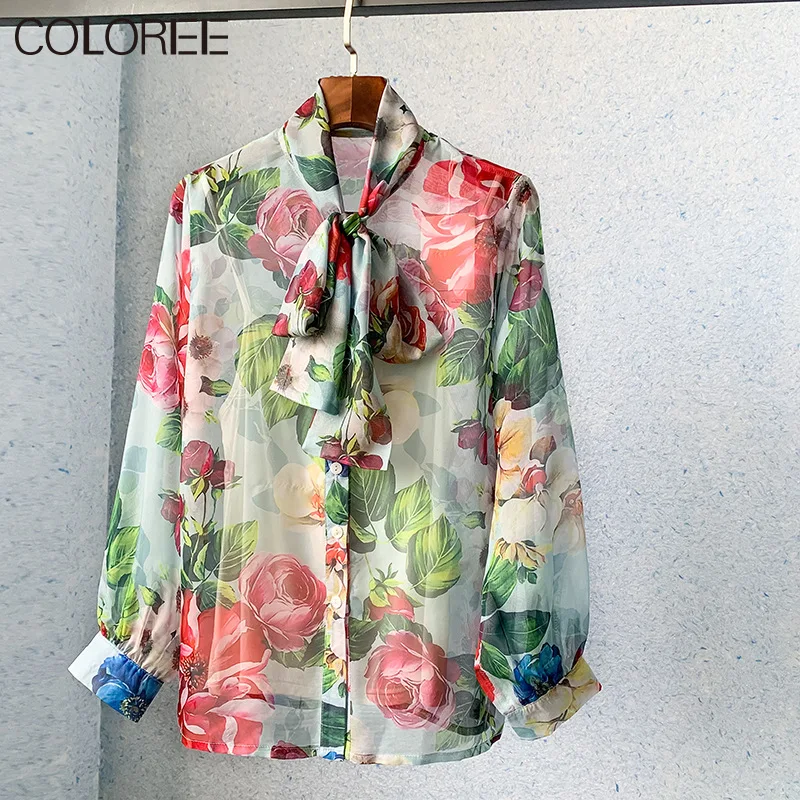 

2023 Spring Women Fashion Long Sleeve Floral Printed Shirt Blouse Top Women's Clothing Ropa Mujer