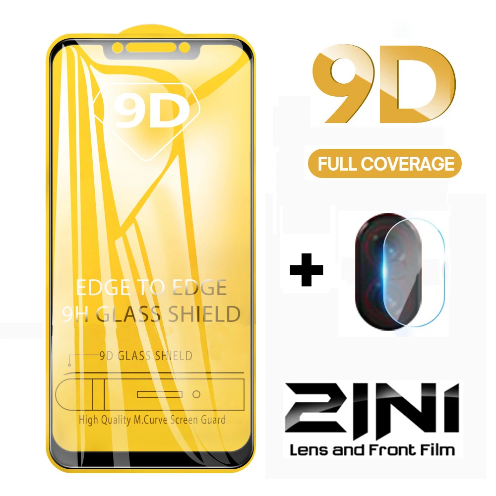 

2-in-1 9D Protective Glass For Xiaomi Mi Pocophone F1 Rear Camera Lens Screen Protector Film For Poco F1 Mif1 9D Tempered Glass