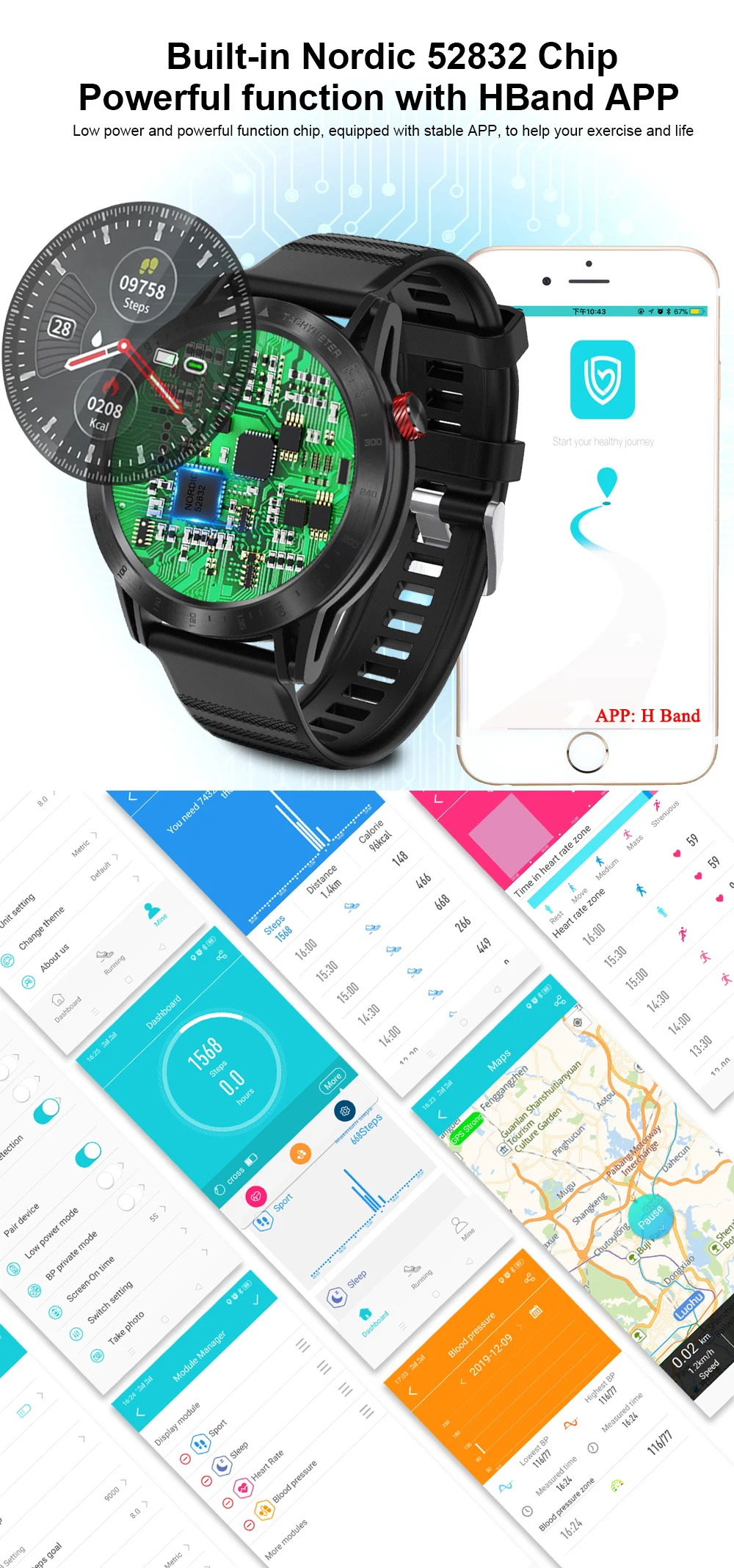 Время владельца крест Смарт часы Спорт Бизнес Smartwatch полный сенсорный экран мульти циферблаты сталь крышка сна монитор калорий