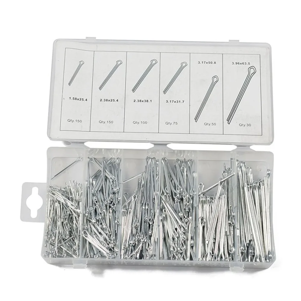 

555PCS/SET Cotter Pin Split Pin Professional Use Cotter Pin Split Pin Assortment Box Fixings Set In Organiser 6 Sizes 4-27