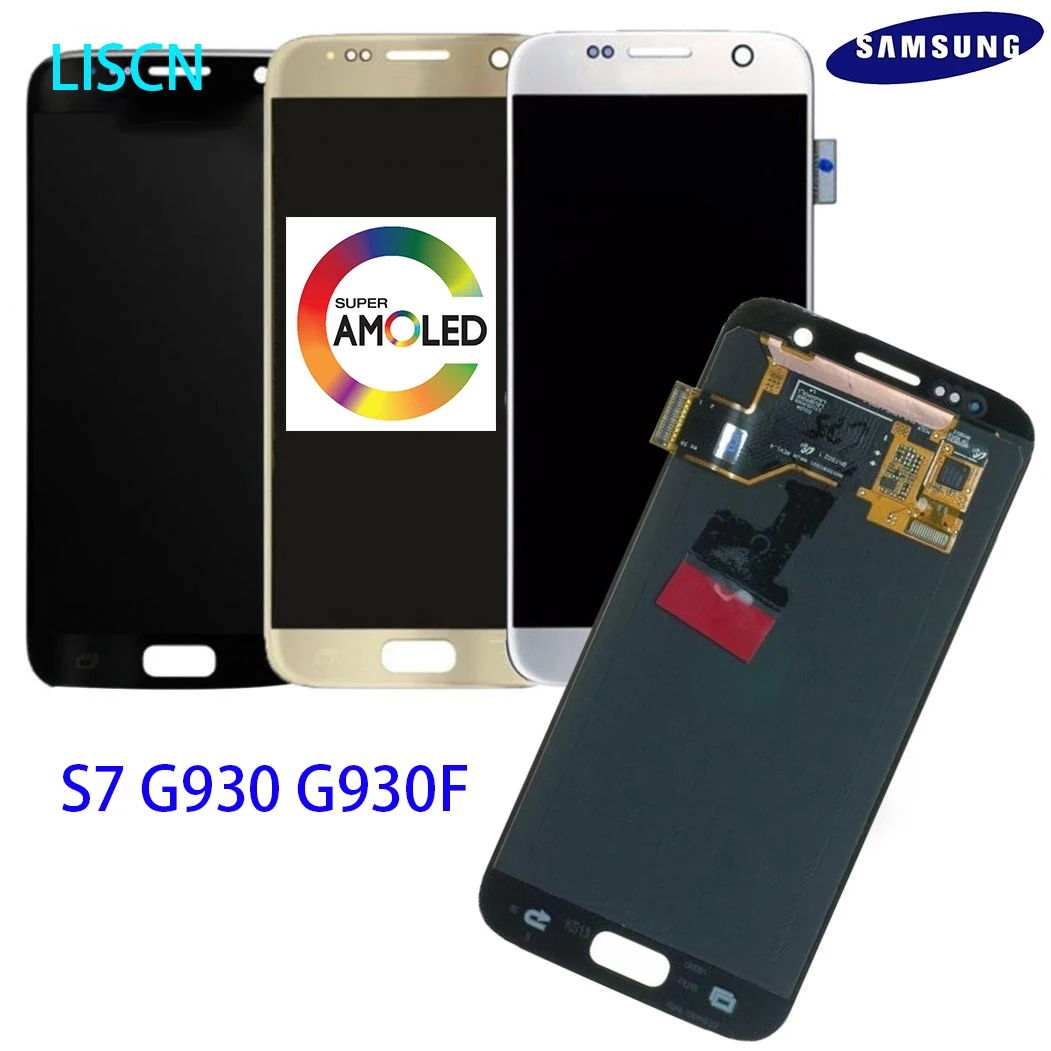 

LISCN ORIGINAL SUPER AMOLED S7 LCD SAMSUNG Galaxy S7 G930 G930F Display Touch Screen Digitizer Replacement Assembly 100% TEST
