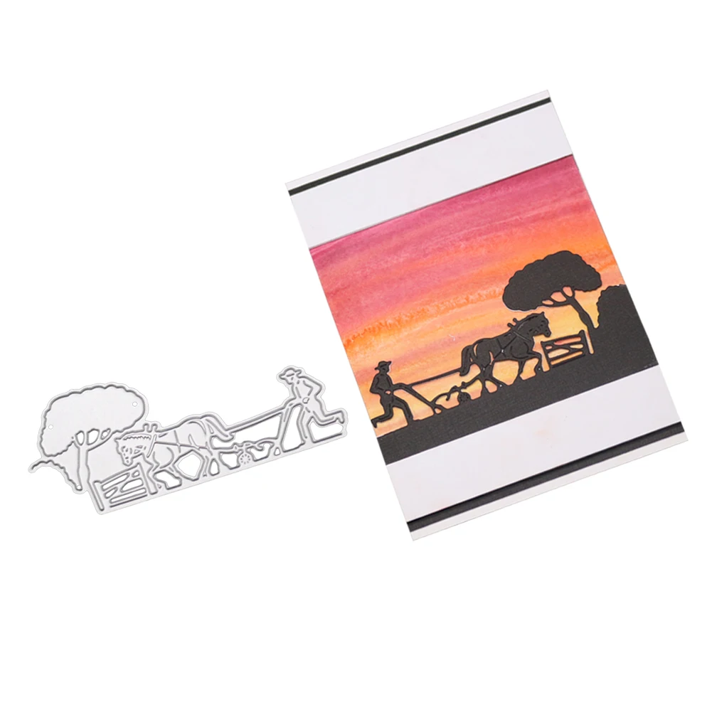 

Ploughing Frame Metal Cutting Dies Farmer Stencil For DIY Scrapbooking Festival Decorative Embossing Die Cuts Stamps And Dies