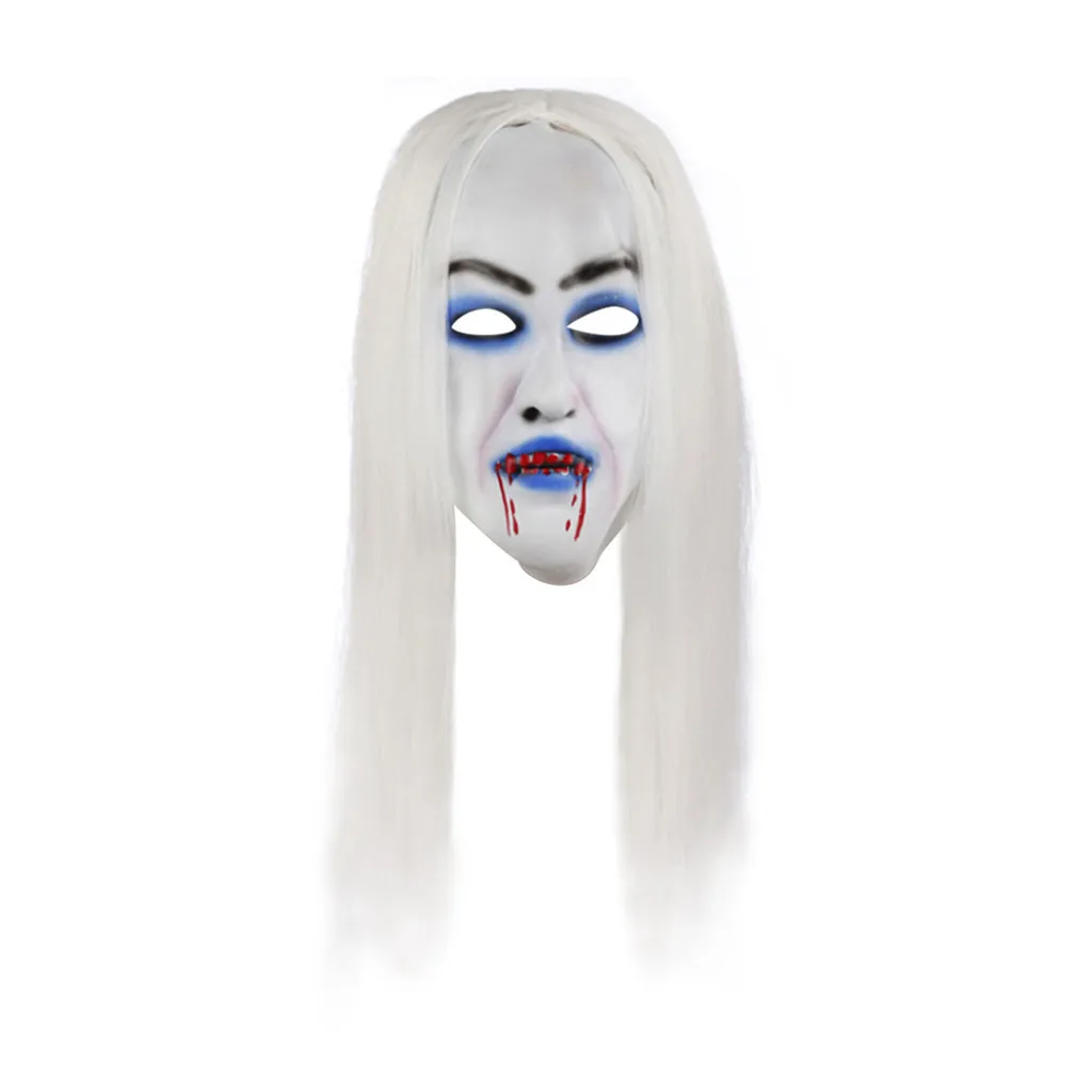 navidad christmas decorations for home Halloween Cosplay Scary Bride with White Hair Mask for Adults Decor Props halloween