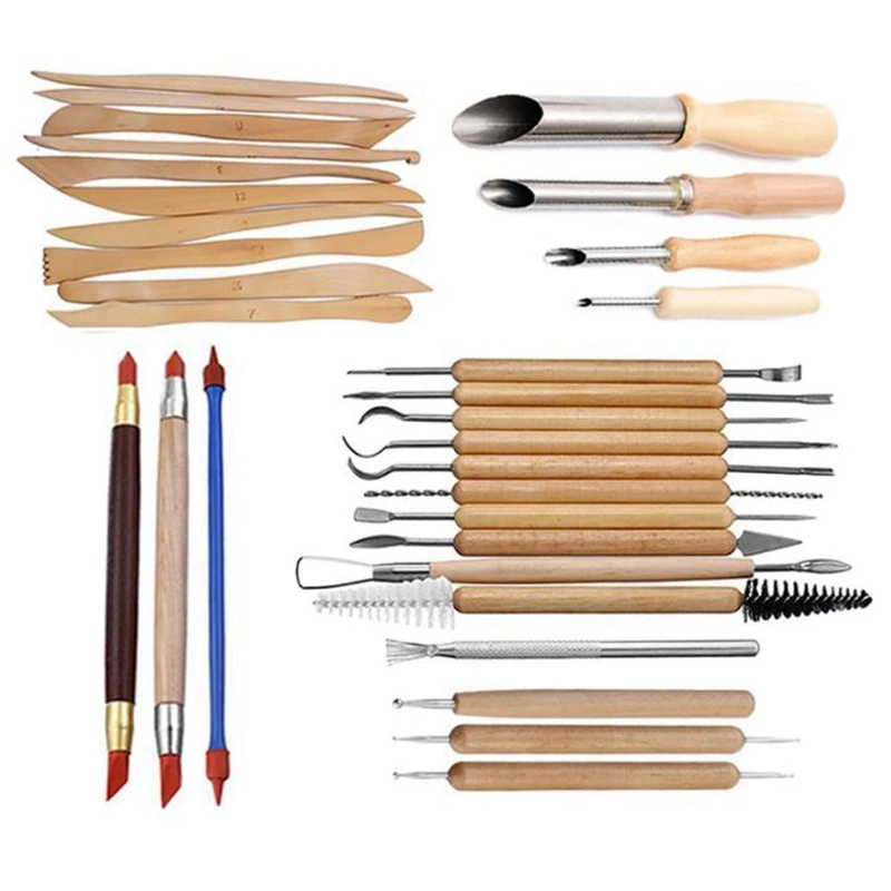 31 Pcs Arts Crafts Clay Sculpting Tools Pottery Carving Tool Set Pottery&Amp Ceramics Wooden Handle Modeling Clay Tools
