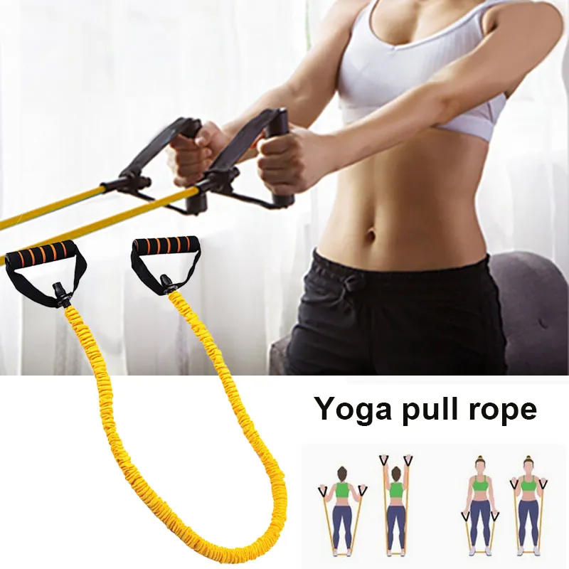 Portable TPE Yellow Stretch Arm Apparatus Puller Fitness Pull Rope Chest Expander Tension Band Removable Flexible Pull Rope