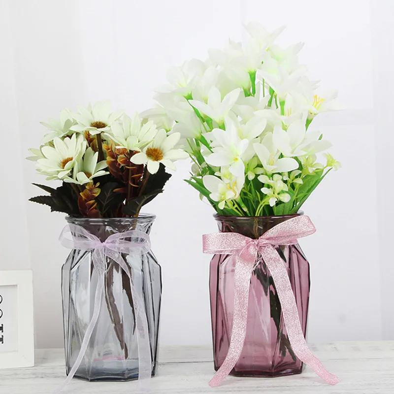 Стеклянная ваза для цветов в скандинавском стиле, украшение для стола в гостиную, гидропоника, искусственная ваза для цветов, водонепроницаемый горшок