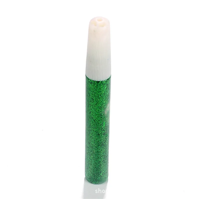 Green 1pc 1 шт. цветной Блестящий Порошок для рисования, клей для бумаги, чехол для телефона, художественный, сделай сам, детский пигмент, супер жидкий клей, ручка - Цвет: Green 1pc