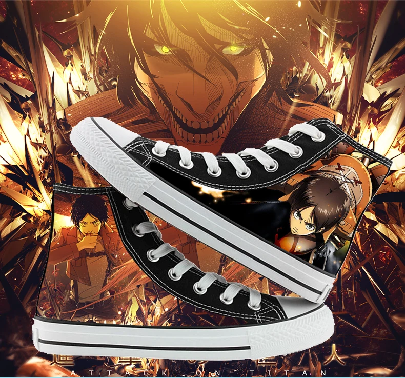 Attack on Titan cos shoes canvas shoes casual comfortable men and women college Anime cartoon student high help cosplay