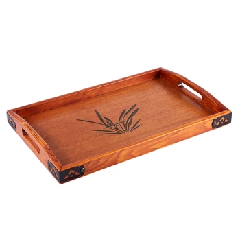 

Meal Tea Drink Tray Wooden Breakfast Tea Tray with Handle Kitchen Catering Breakfast Service