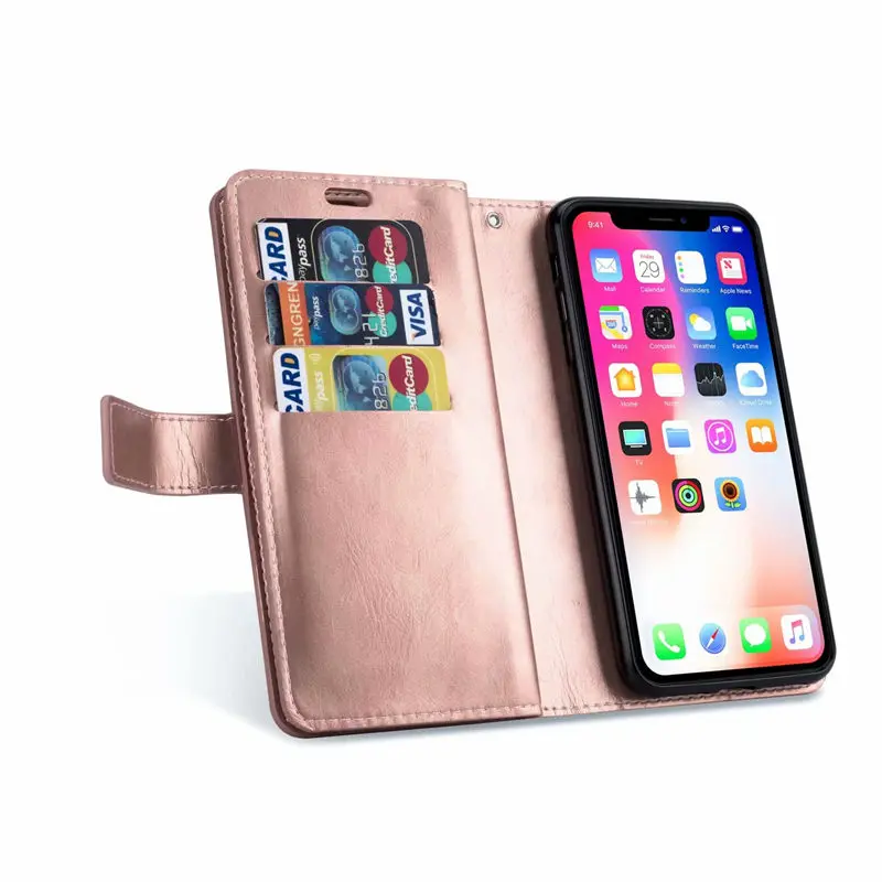 Кожаный чехол в стиле ретро на молнии для телефона Apple IPhone 5 6 6S 7 8 Plus откидная подставка с отделением для карт для IPhone X 11 pro Max