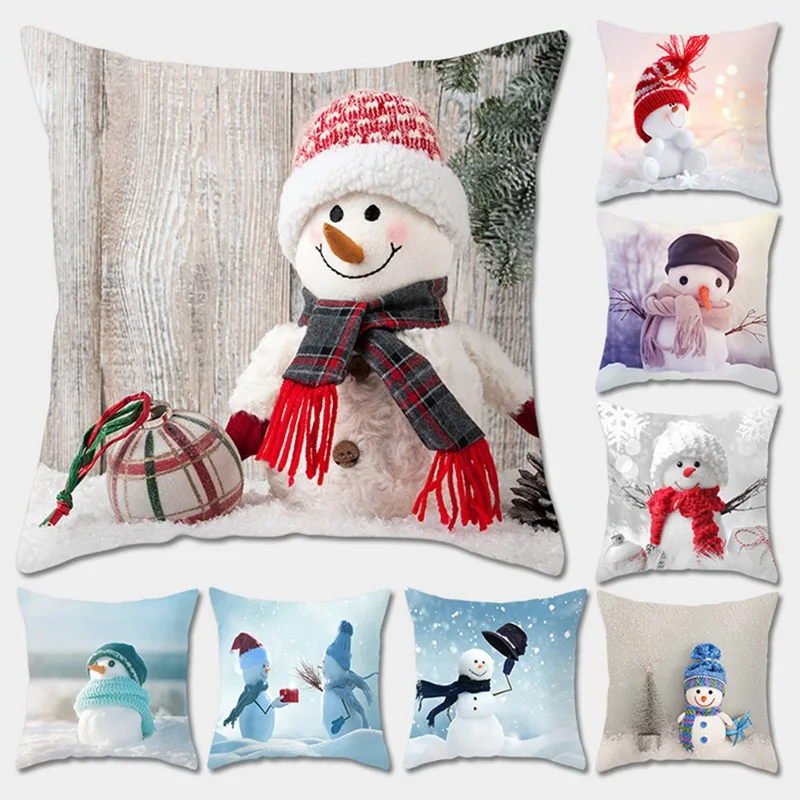 

Throw Pillow Covers Christmas Pillowcase Christmas Snow Happy Santa Claus Super Soft Pillow Case Cover