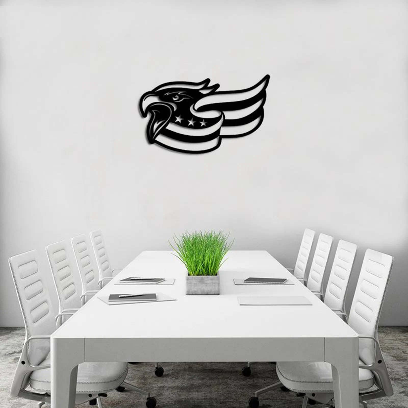 Steel Patriotic Eagle Wall Decor - Bird Head Wall Art for Home, Office, Veteran Gifts